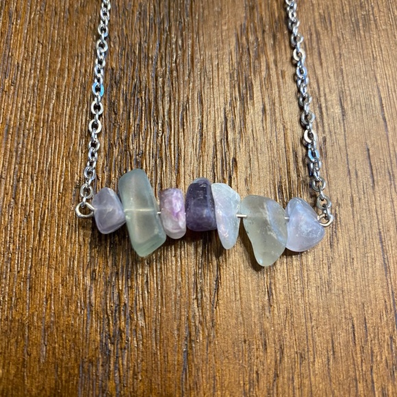 🟢🟣Fluorite & Silver Necklace - Picture 1 of 4